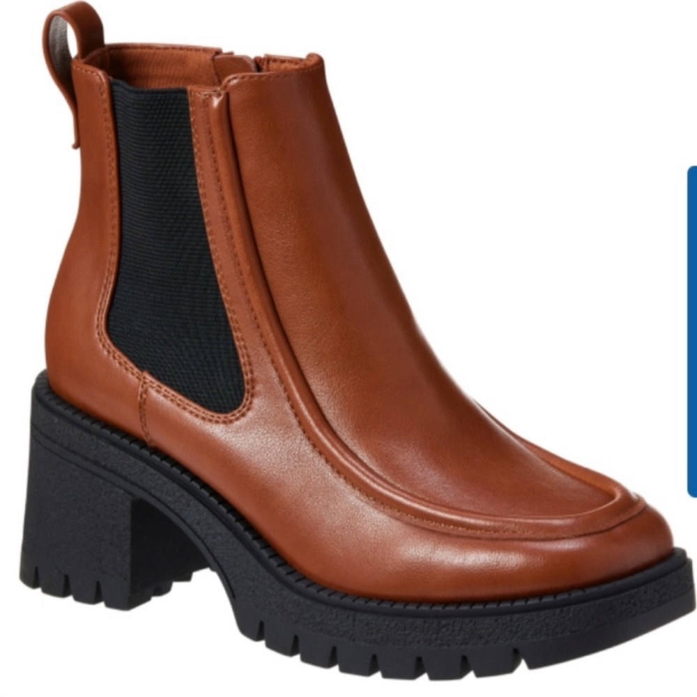 NEW London Underground brown black platform Chelsea rae zip chunky boot size 6